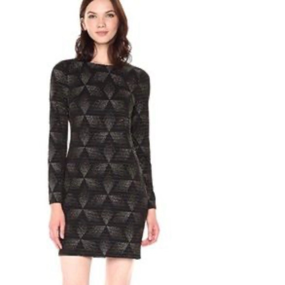 Vince Camuto Shimmer After 5 Cocktail Dress in Black and Gold Sheath